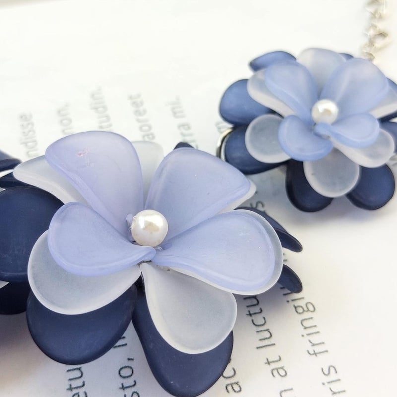 Bocar Flower Collar Necklace, Floral Flower Summer Beach Statement Choker Necklace and Earrings Set for Women, Handmade Women Jewelry Gift - Image 4